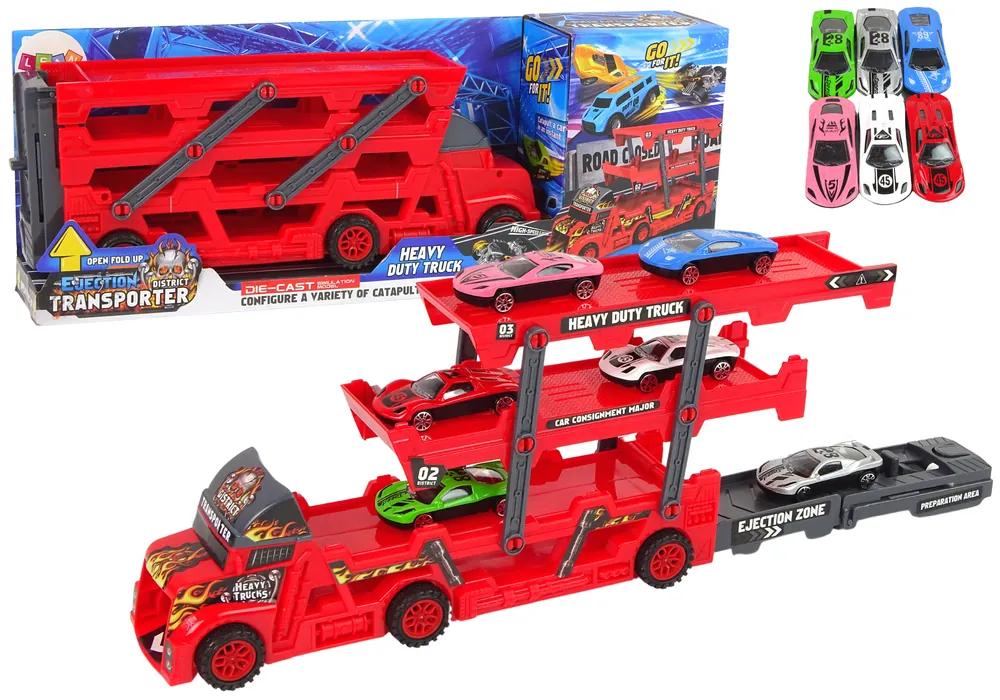 Lean Toys Veľký 3-poschodový kamión + 6 Autíčok