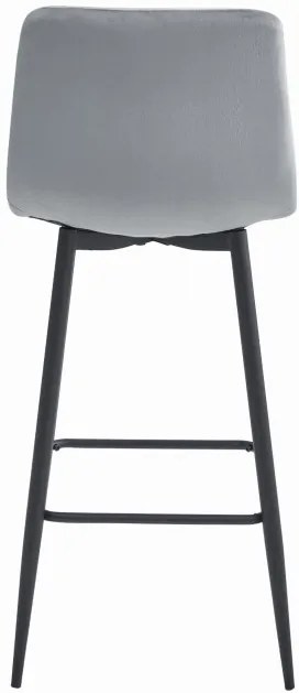 Set dvoch barových stoličiek POZZA zamatové strieborná (čierne nohy) 2 ks