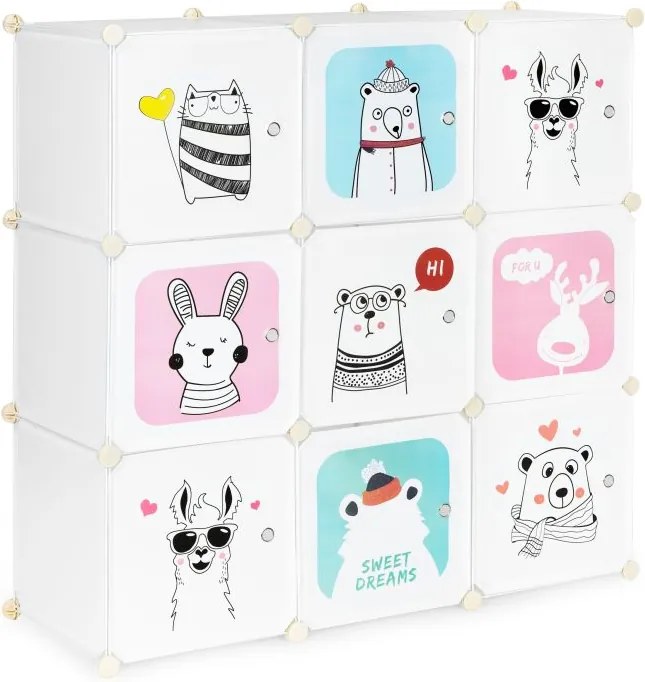 Detská modulárna policová skriňa s 9 policami