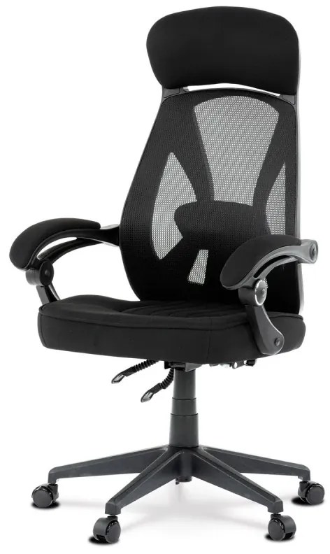 Kancelářská židle, potah černá látka a černá síťovina MESH, houpací mech. s aretací