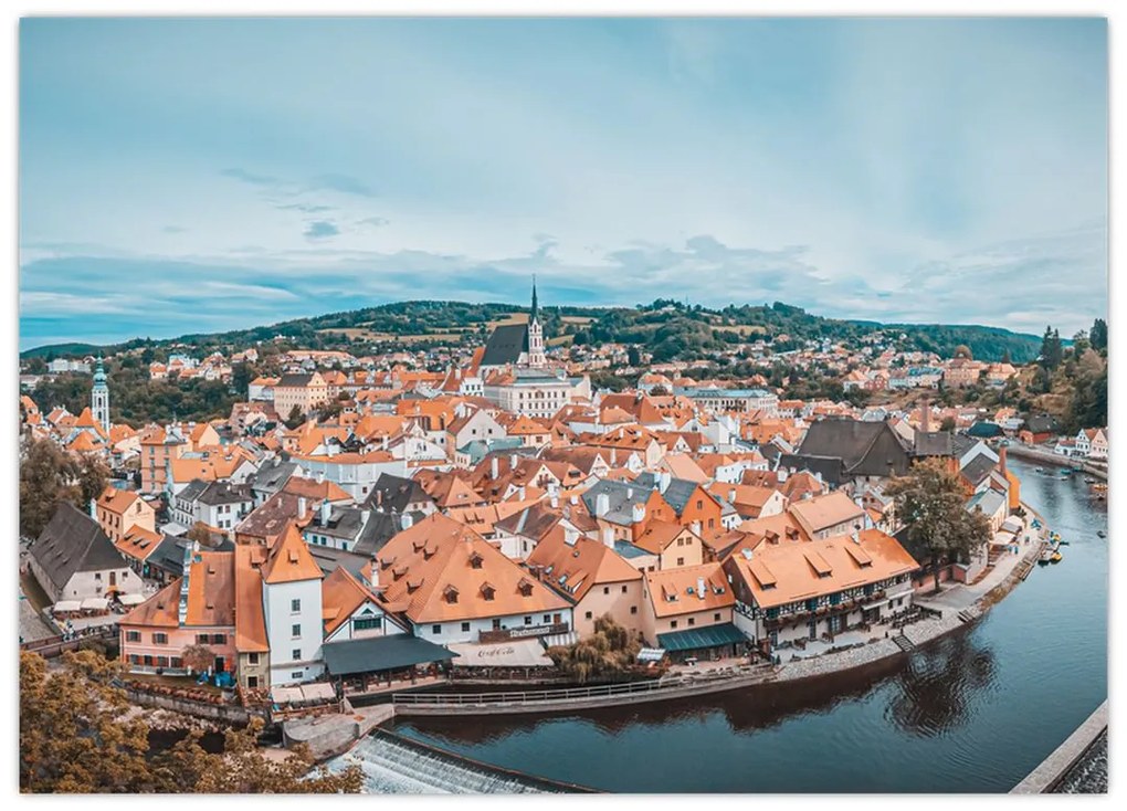 Sklenený obraz - Český Krumlov (70x50 cm)