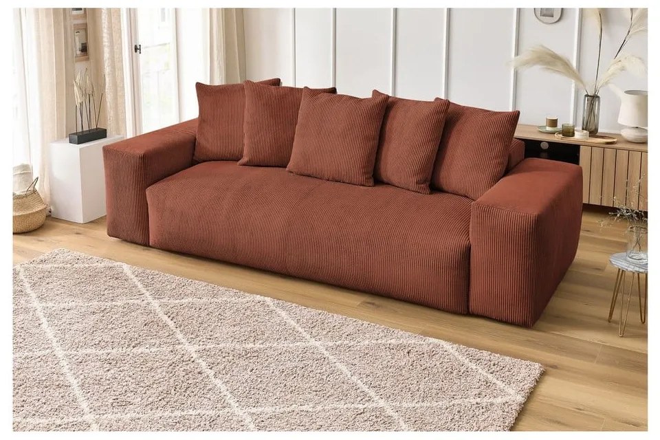 Menčestrová pohovka v tehlovej farbe 280 cm Voltaire – Bobochic Paris