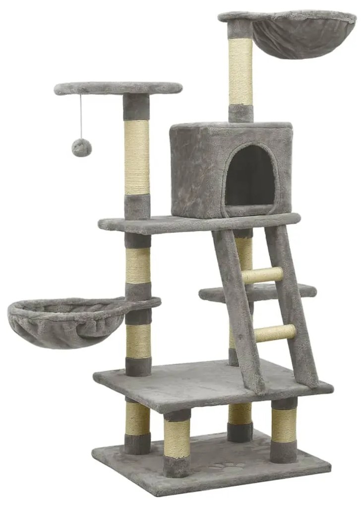 vidaXL Škrabadlo pre mačky so sisalovými stĺpikmi sivé 122 cm