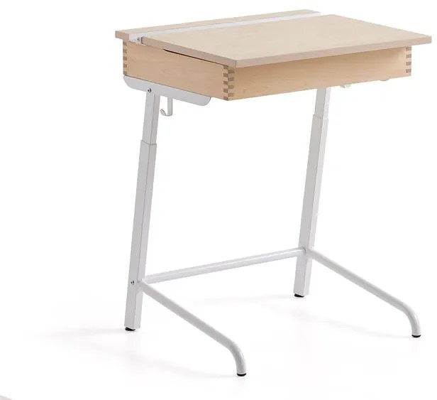 Školská lavica AXIOM, linoleum, biela/béžová