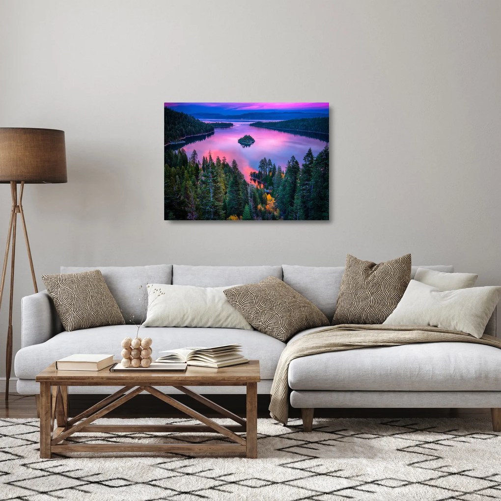 Sklenený obraz - Jazero Tahoe, Sierra Nevada, Kalifornia, USA (70x50 cm)