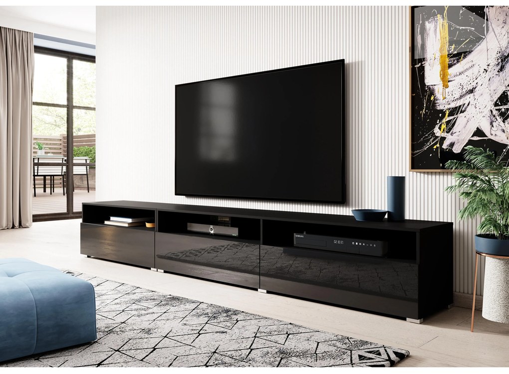 TV stolík Alease Typ 40 (čierna + lesk čierny). Akcia -20%. Vlastná spoľahlivá doprava až k Vám domov. 1030547