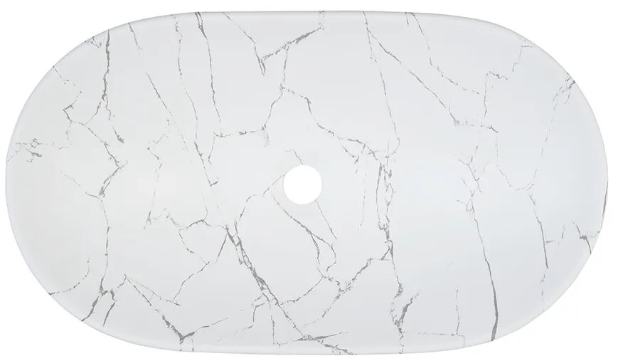 Súprava keramického umývadla na dosku a výpuste LENA biela mramorová