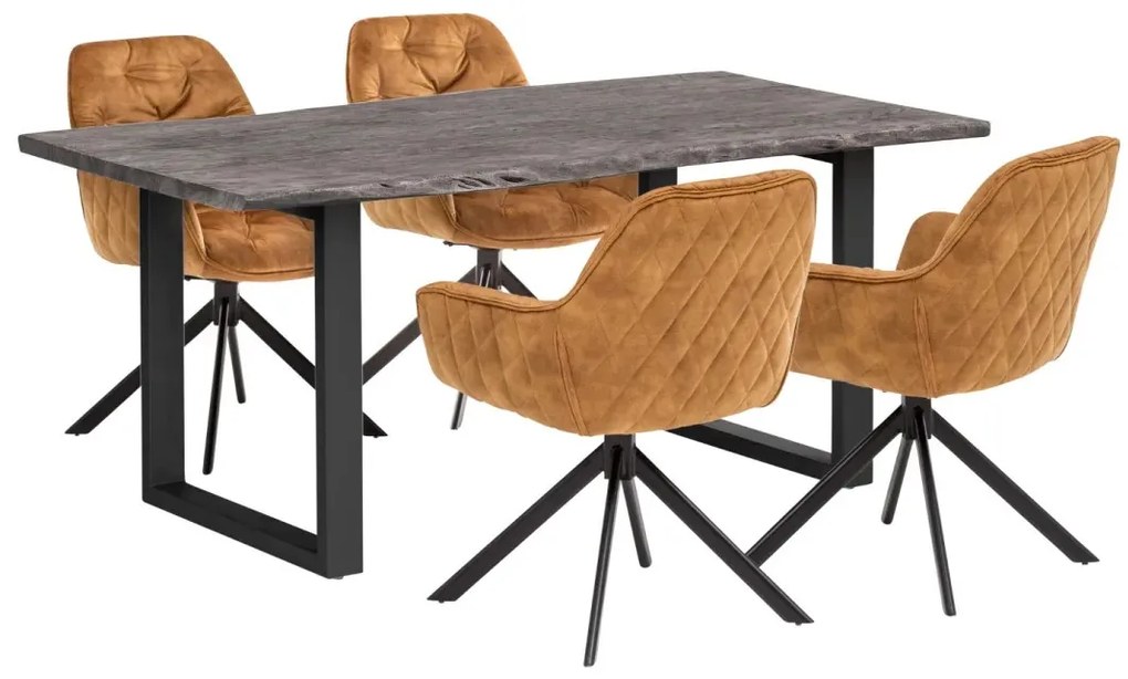 furniture-nabytek.cz - Sada 2 masivních židlí Carlton Curry, látka / kov, lakované, barva kari / černá