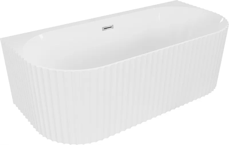 Mexen Sella 150x75 cm voľne stojaca biela vaňa, lesk, chróm prepad