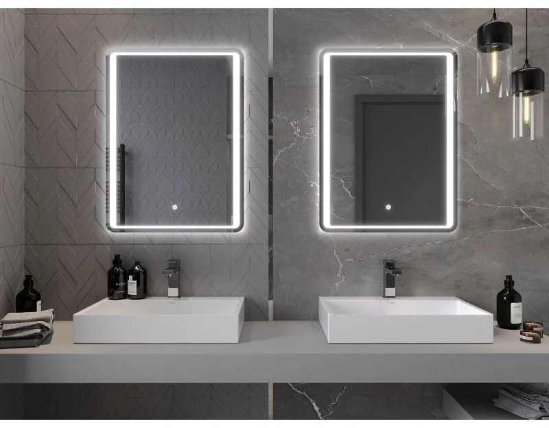 Mexen Zusa, LED kúpeľňové zrkadlo s podsvietením 60x80 cm, 6000K, ochrana proti zahmlievaniu, 9808-060-080-611-00