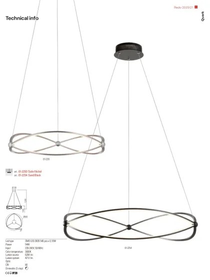 Redo 01-2251 - LED Stmievateľný luster na lanku QUARK LED/43W/230V 3000K chróm