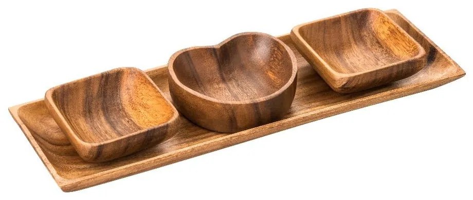 Hnedé drevené servírovacie misky v súprave 4 ks Kora – Premier Housewares