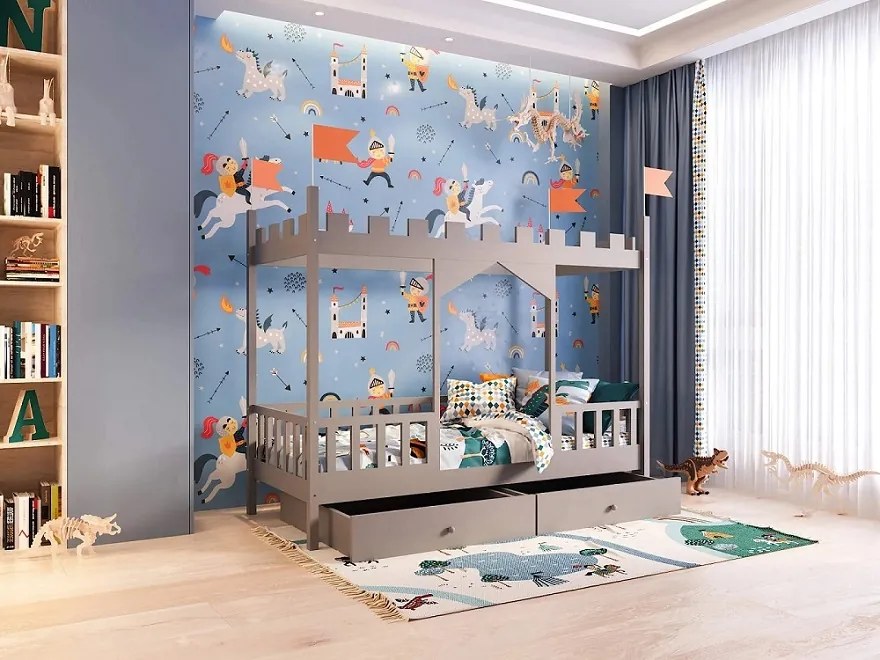Detská posteľ zámok Dragon 4 - 120 x 200 cm - biela
