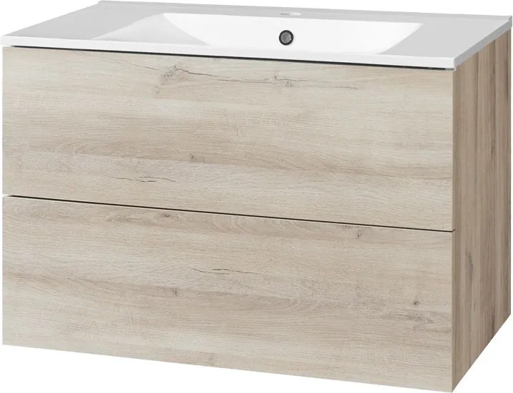 Mereo, Mereo Aira, kúpeľňová skrinka s keramickým umývadlom 81 cm, dub Kronberg, MER-CN721