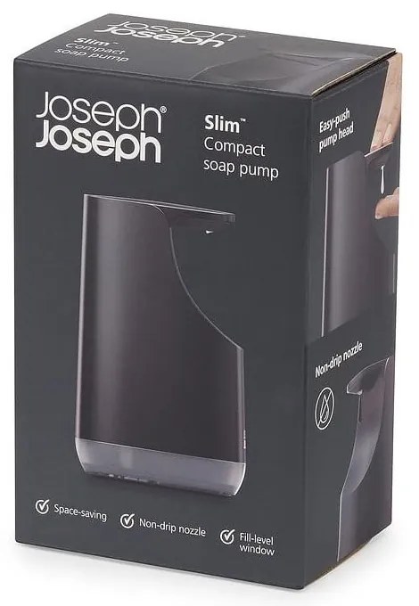 Čierny plastový dávkovač mydla 350 ml Slim – Joseph Joseph