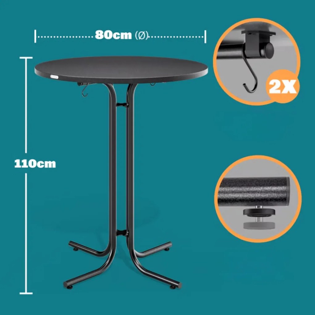 Barový stôl RAUL sklápateľný 110x80cm, šedá Casaria