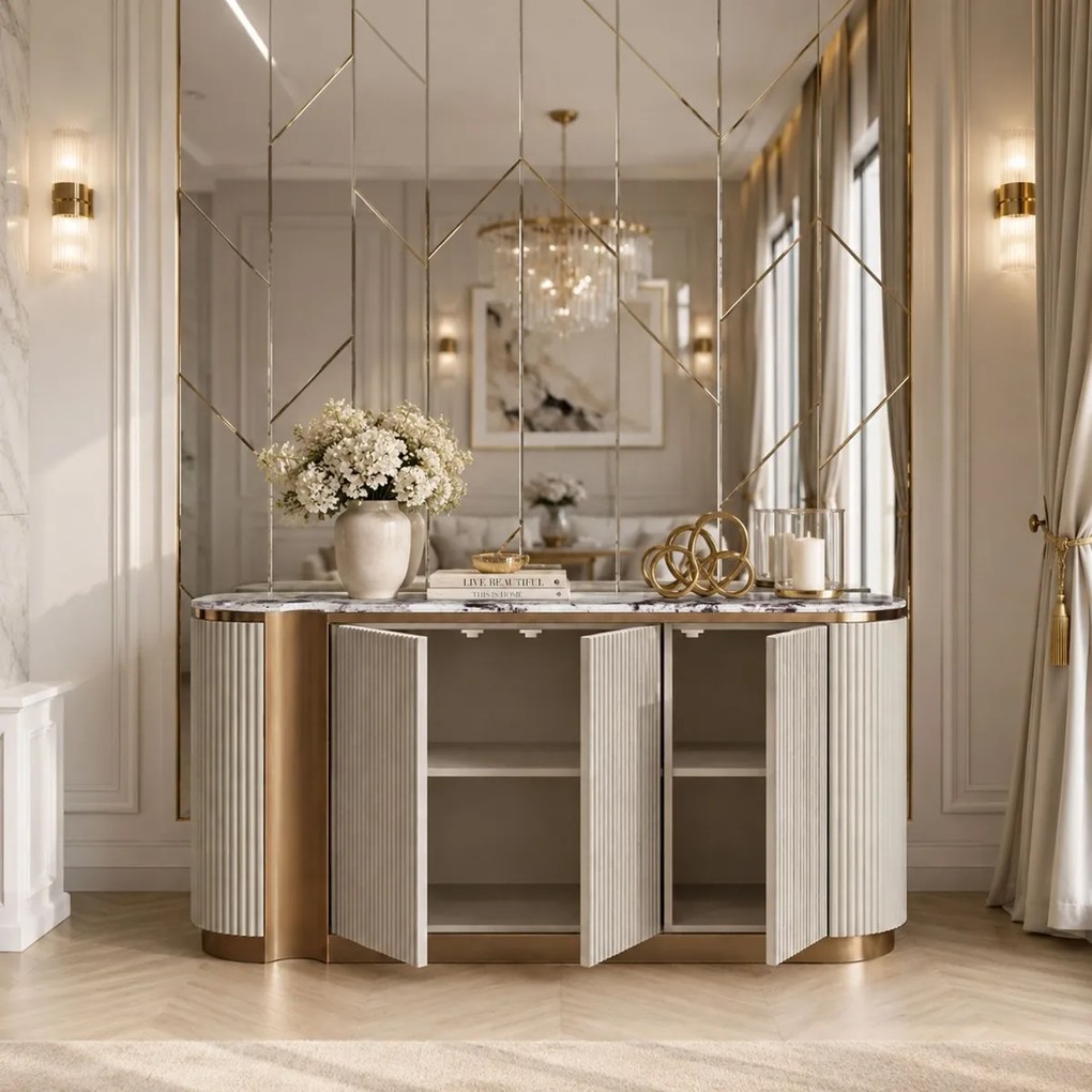 KOMODA CASTELLO KRÉMOVÁ + MRAMOR 158 cm