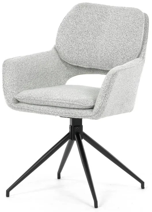 Židle jídelní, krémová látka, noha černý kov,  otočný mechanismus 360°