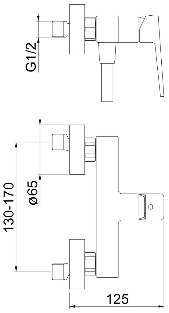 Sapho Sapho, TURSI nástenná sprchová batéria, čierna matná, TI011B