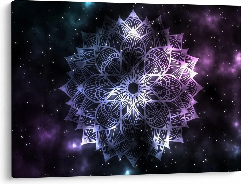 Obraz - Lotusová mandala vo vesmíre (70x50 cm)