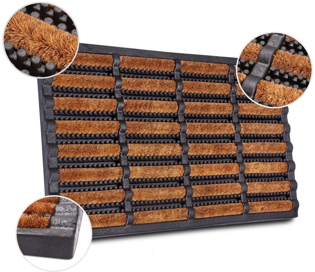 Vonkajšie čistiaci rohožka Mix Mats Brushes 105647 Black Cocos – na von aj na doma, 40x60, hnedá, exteriér, Hanse Home