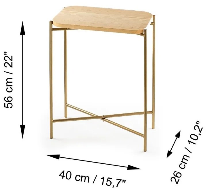 Odkladací stolík Same Gold and Natural