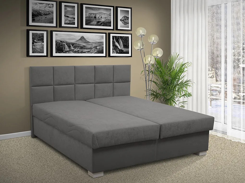 Čalúnená posteľ s úložným priestorom Morava 180 peľasť / farba: POLOHOVACÍ / Alova šedá, peľasť / matrac: PUR PENA