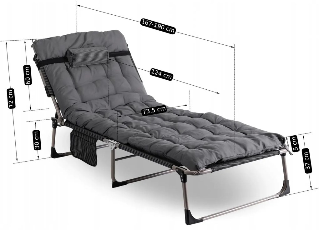 Záhradné lehátko Venden (sivá) . Akcia -22%. Vlastná spoľahlivá doprava až k Vám domov. 1119322