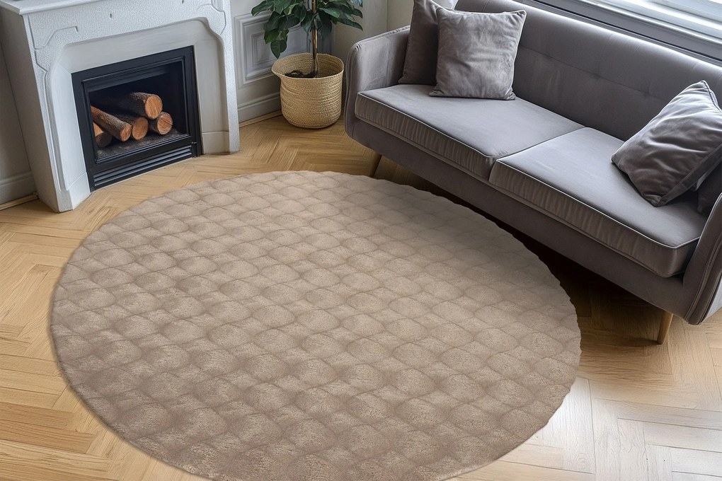 Kusový koberec Diamond Cut 800 Taupe kruh, 200x200 (priemer) kruh, hnedá, obývacia izba, Obsession