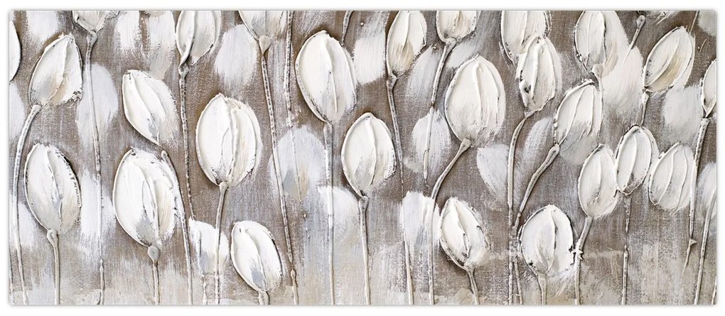 Obraz - Štruktúrované tulipány (120x50 cm)