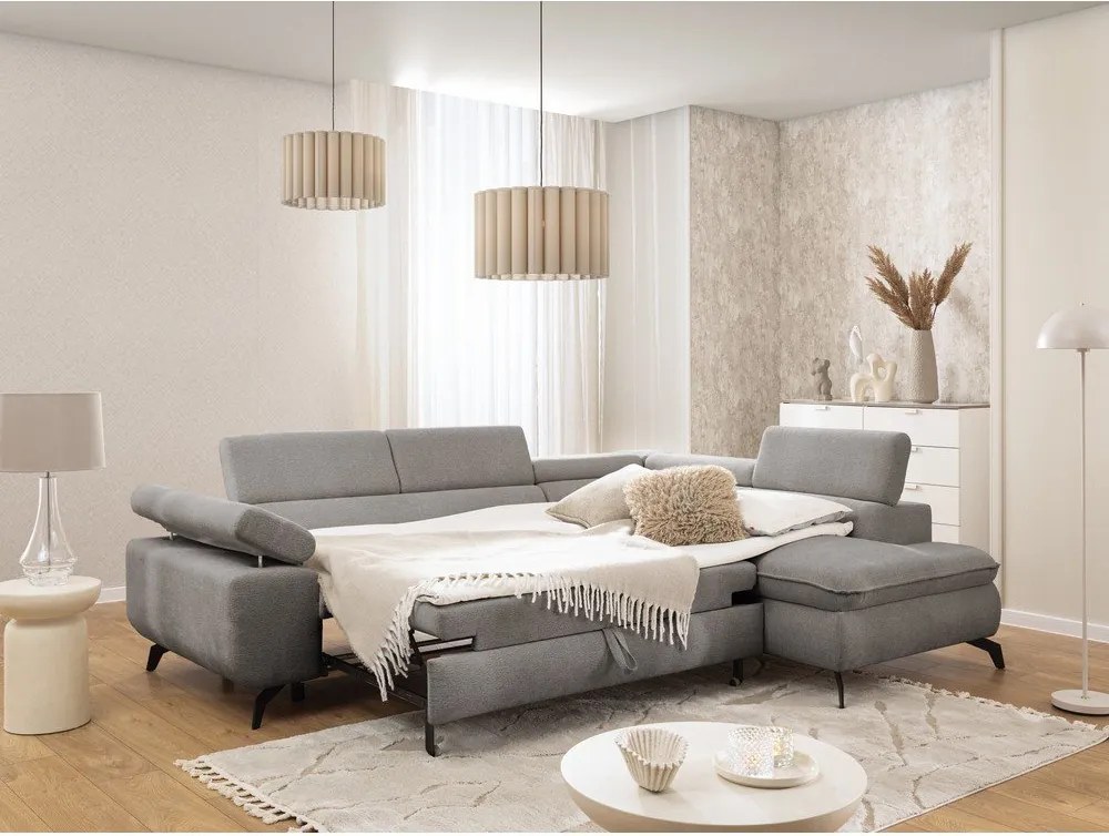 Svetlosivá ženilková rohová pohovka (pravý roh/do L) Marbeya – Ropez