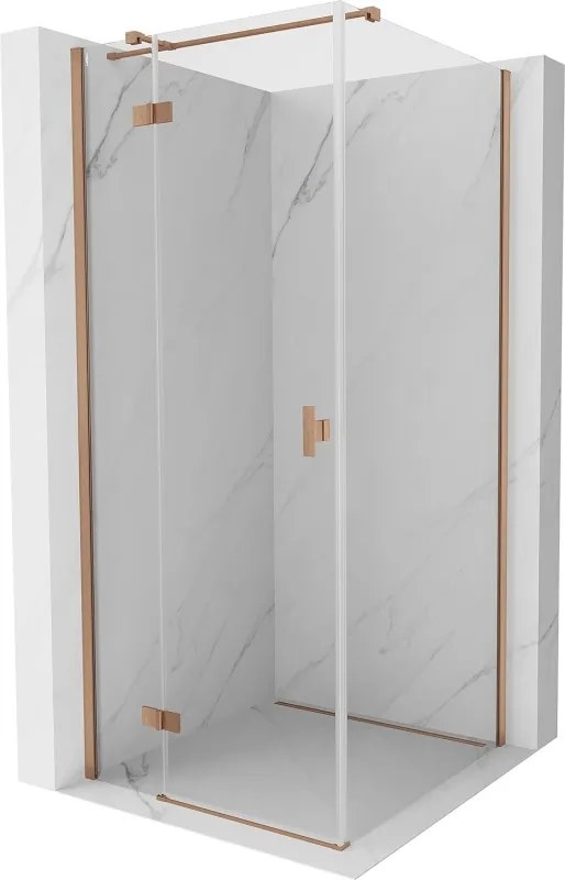 Mexen Mist H T, sprchový kút s výklopnými dverami ľavý 110 x 110 cm, číre sklo, medená matná, 8A5T-110-110-65-00-L