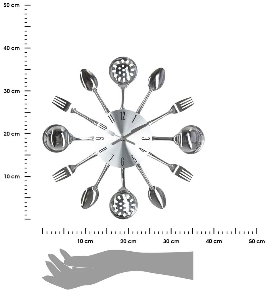 Nástenné hodiny Cutlery, chrómová