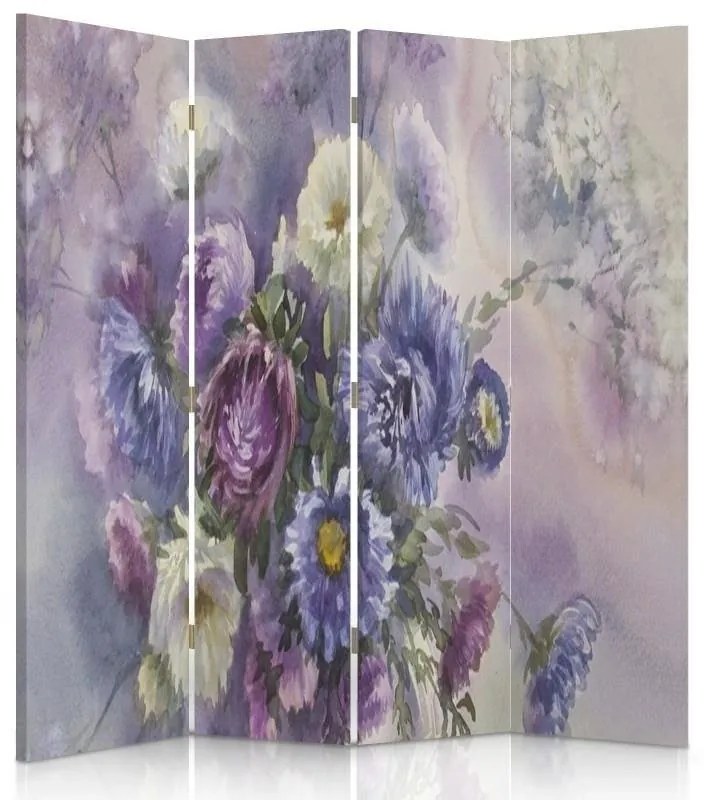 Gario Paraván Fialová kytica kvetov Rozmery: 145 x 170 cm, Prevedenie: Klasický paraván