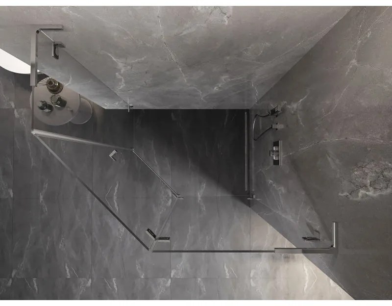 Mexen Lunar, L sklopný päťuholníkový sprchový kút pravý 100 x 80 cm, 8mm číre sklo, chrómový profil, 831L-100P-080L-01-00-P