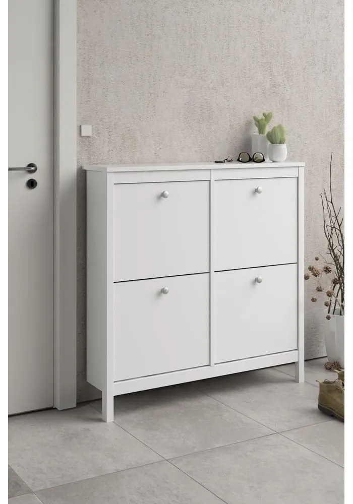 Biela výklopná skrinka na topánky Madrid – Tvilum