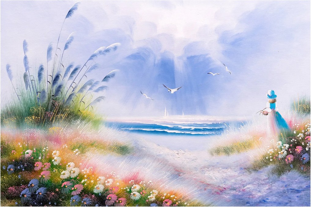 Obraz - Romantická pláž, olejomaľba (90x60 cm)
