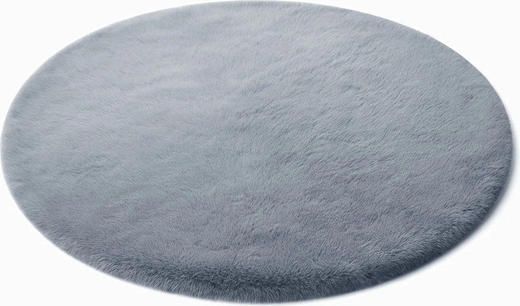 Okrúhly koberec Rabbit sivý – imitácia králičej kožušiny Rozmer: 80 cm