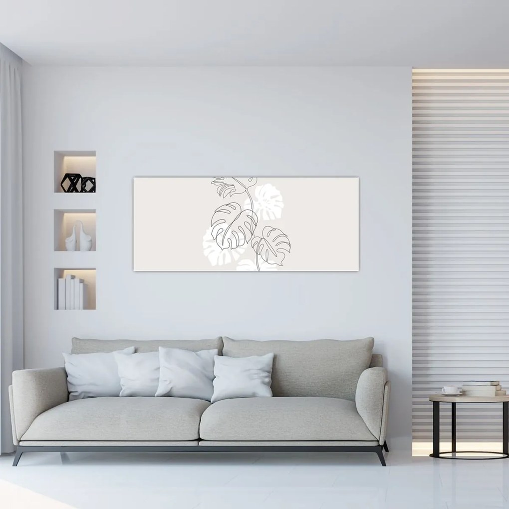 Obraz - Line art monstera N⁰3 (120x50 cm)