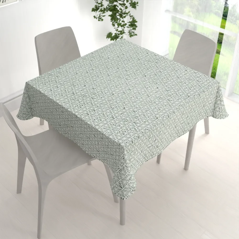 Biante Bavlnený štvorcový obrus Sandra SA-627 Pastelovo zelená mozaika na bielom 140x140 cm