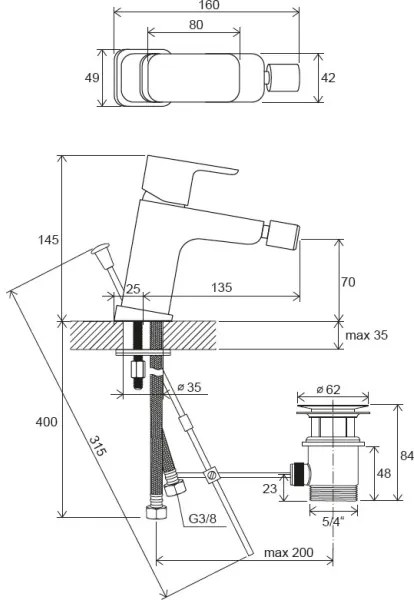 Ravak X070133 - Bidetová batéria FREE lesklý chróm