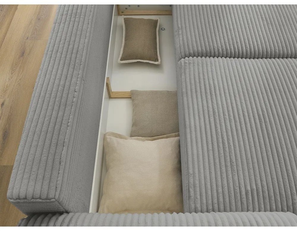 Tmavosivá menčestrová rozkladacia pohovka 257 cm Lucien – Bobochic Paris