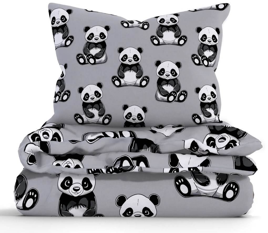 Bavlnené obliečky Renforcé - Panda 140 × 200 cm, 70 x 90 cm