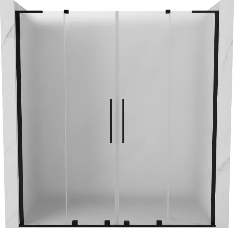 Mexen Velar L Duo, posuvné sprchové dvere do otvoru 200 cm, 8mm sklo námraza, čierna matná, 871-200-003-32-70