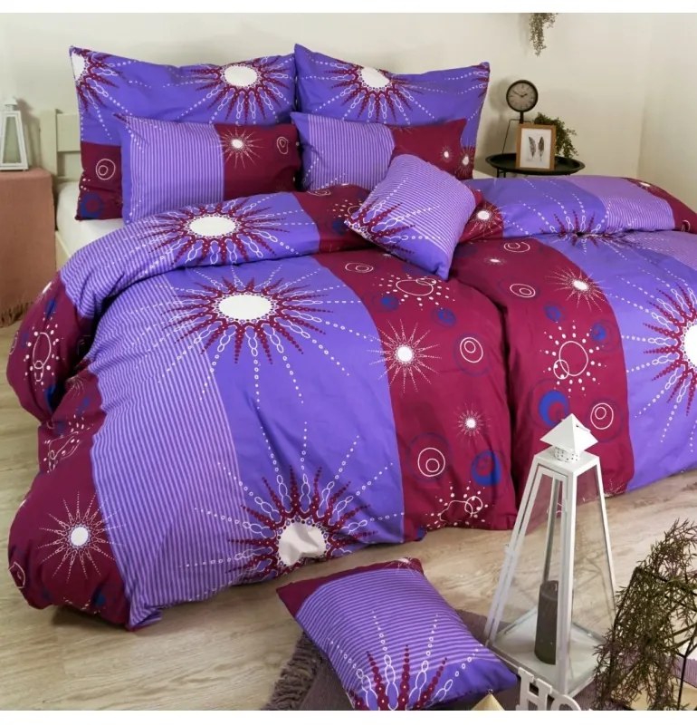 Obliečky bavlnené Tilia fialové EMI, Štandardný set jednolôžko obsahuje 1x 140x200 + 1x 70x90