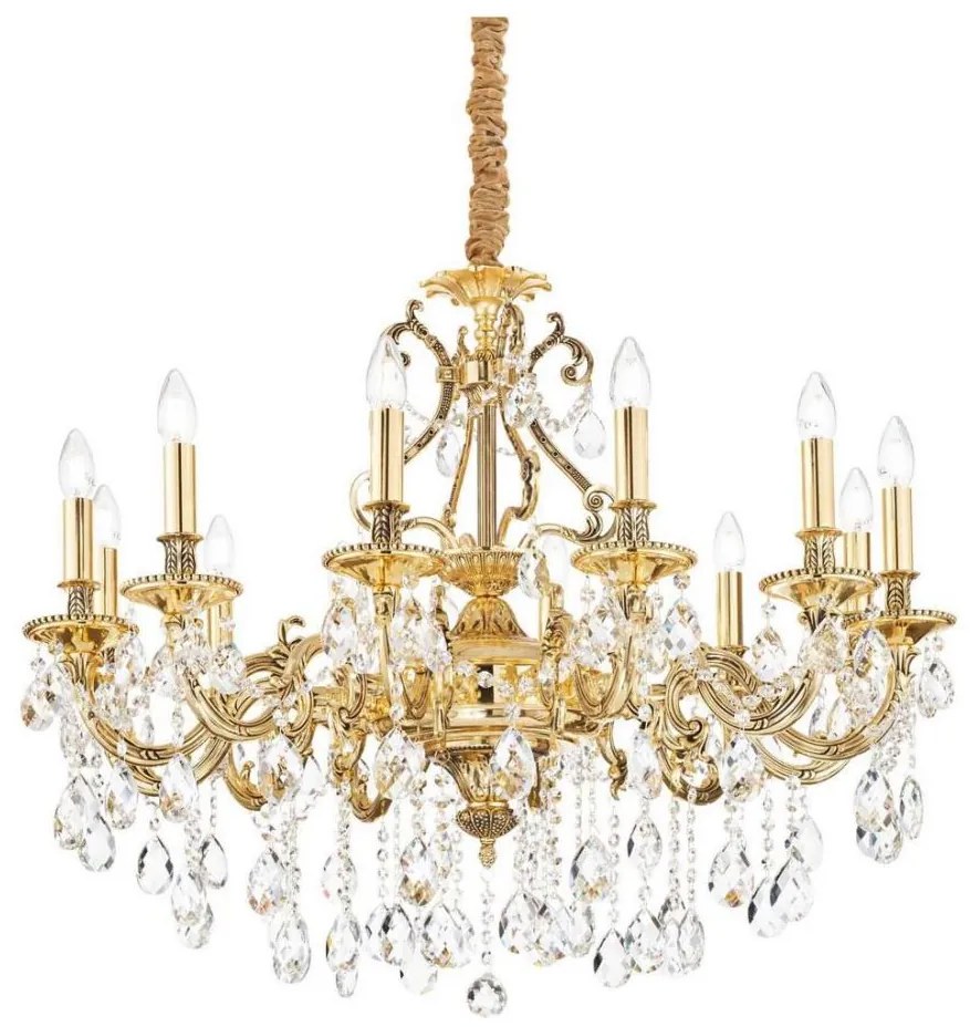 Ideal Lux - Krištáľový luster na reťazi GIOCONDA 12xE14/40W/230V pr. 90 cm zlatá ID164960