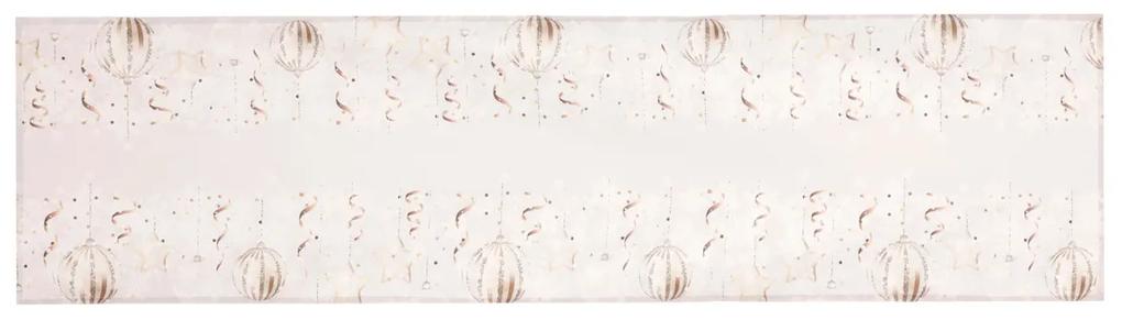 Behúň s vianočným motívom - vianočné gule na sivom podklade, 40x150 cm, 100% polyester., 40 x 150 cm