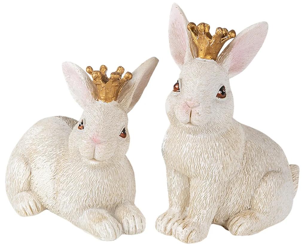 Sada 2ks dekorácie králik s korunou - 8*9*12 / 12*8*10 cm