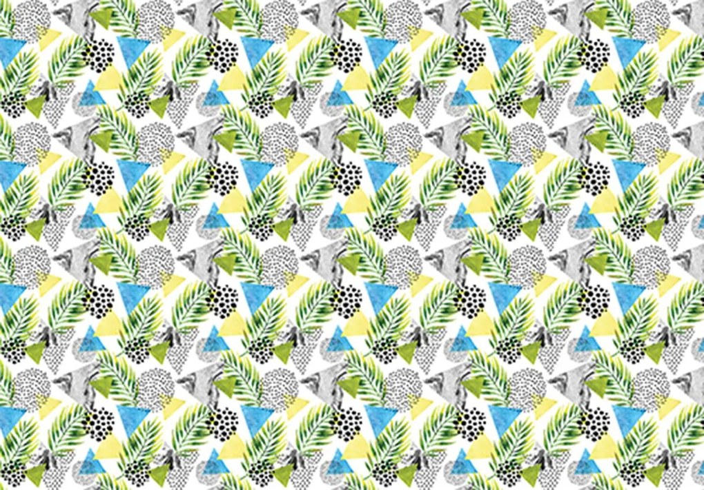 Fototapeta - Trojuholníky a listy (152,5x104 cm)