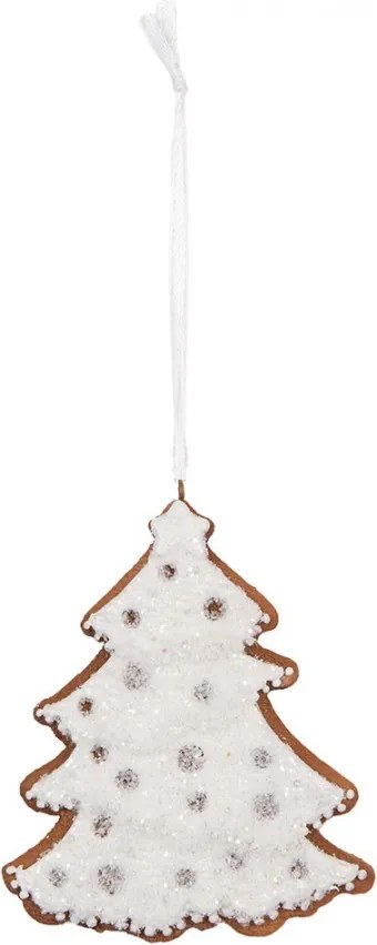 Závesná dekorácia zasnežený perníkový stromček Frosted Ginger - 9*1*10 cm